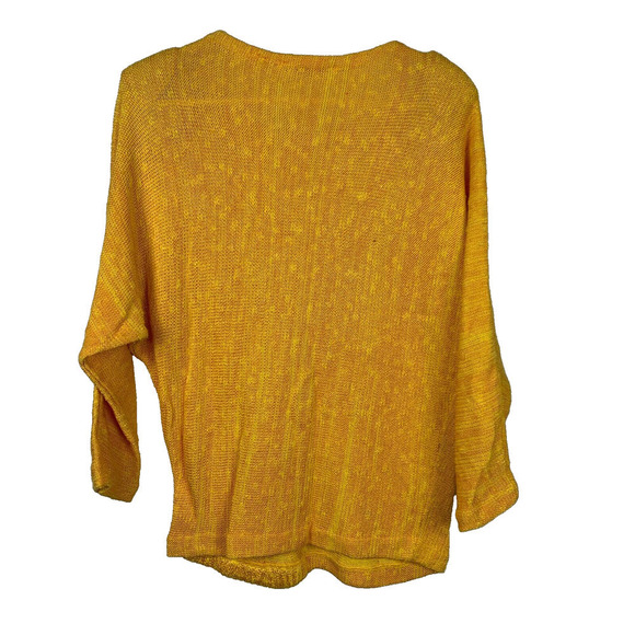 Andriano by I. Fatigati Yellow Marigold Rayon Blend Faux Wrap Sweater Medium - Picture 4 of 4